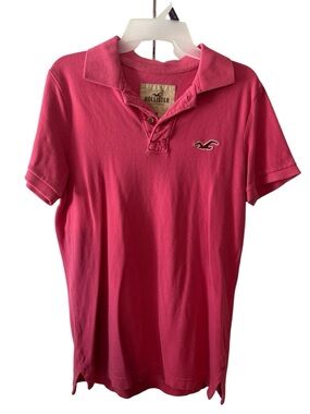 Hollister Men’s Hot Pink Polo Shirt with Embroidered Logo medium